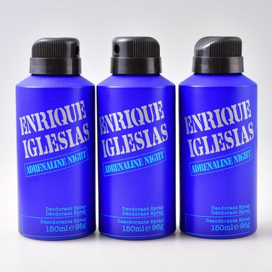 3 x Enrique Iglesias Adrenaline Night 150 ml Deodorant Spray / Deo Spray = 450 ml