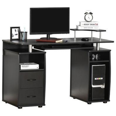 HOMCOM Computertisch Schreibtisch Bürotisch Home Office Schwarz 120 x 55 x 85 cm
