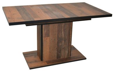 Säulentisch ausziehbar 140-180 cm oldwood/ schwarz Esstisch Esszimmertisch NEU