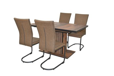 5 tl.g Essgruppe braun / schwarz Tischgruppe Esszimmergarnitur modern design NEU