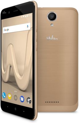 Wiko Harry Handy (5 Zoll) Smartphone (13MP, 16 GB, Dual-SIM, Android Nougat) gold