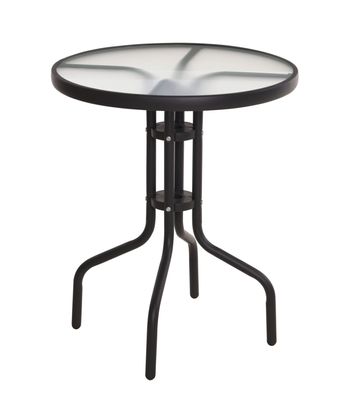 Metall Glastisch in schwarz - &Oslash; 60 cm - Modell: RUND - Bistrotisch Gartentisch