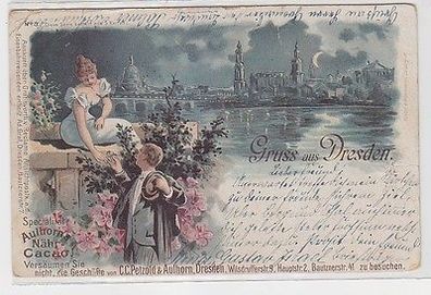 38762 Reklame Ak Lithographie Gruss aus Dresden 1897