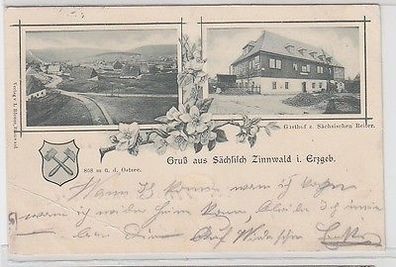 63931 Mehrbild Ak Gruß aus sächsisch Zinnwald im Erzgebirge Gasthof 1901