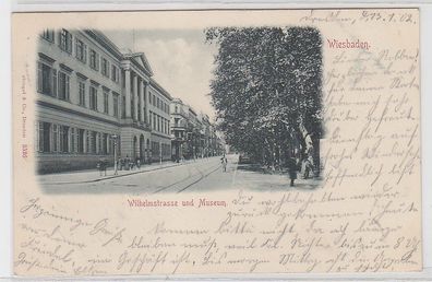 64279 Ak Wiesbaden Wilhelmstrasse und Museum 1902