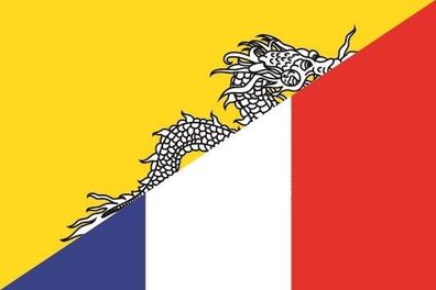Fahne Flagge Bhutan-Frankreich Premiumqualität