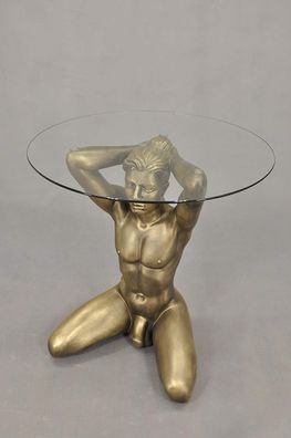 Mann Couchtisch Erotik Sexy Glastisch Tisch Hand bemalt Dekoration Sofa