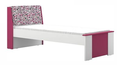 Kinderbett / Jugendbett Lena 01, Farbe: Weiß / Pink - Liegefläche: 90 x 200 cm (