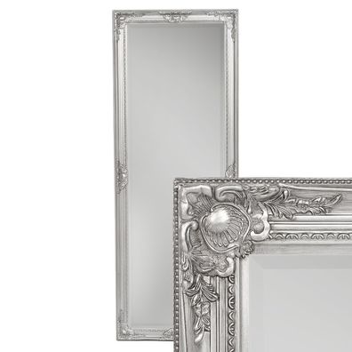 Wandspiegel Leandos 160x60cm Silber Antik barock Design Spiegel pompös Facette