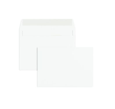 100 Briefumschläge Weiß 125x176 mm (DIN B6) mit Haftklebung