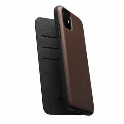 Nomad Folio Leather Rugged Etui für Apple iPhone 11 - Rustic Brown (Braun)