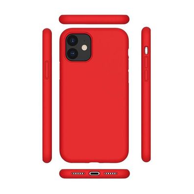 Cyoo Premium Liquid Silikon Schutz Hülle für Apple iPhone 12 Mini (5,4) - Rot