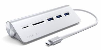 Satechi Type-C Aluminum USB Hub und Card Reader - Silber