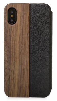 Woodcessories EcoFlip Business für Apple iPhone X - Walnut + Leather