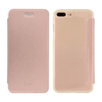 4-OK Krystal Book Case für Apple iPhone 7 Plus / 8 Plus - Rose Gold