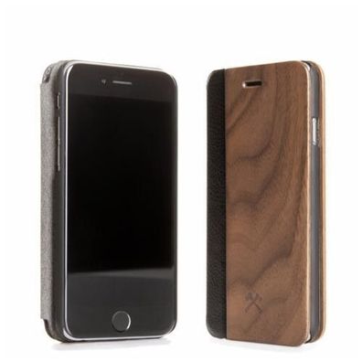 Woodcessories EcoFlip Business für Apple iPhone 5/5s/ SE (2016) - Walnut + Leather