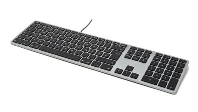 Matias Aluminium Extended USB Keyboard mit RGB-Hintergrundbeleuchtung Swiss-Layout