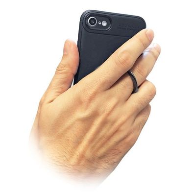 4-OK Ring Metal Silikon Schutz Hülle für Apple iPhone X/ Xs - Schwarz
