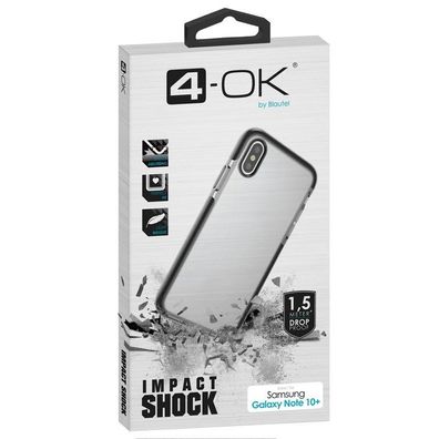 4-OK Impact Shock Hülle für Samsung Galaxy Note 10 Plus - Transparent (schwarze Eck