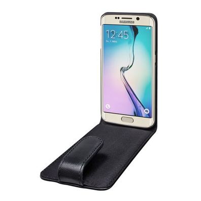 Artwizz SeeJacket Leather Flip für Samsung Galaxy S6 edge, Schwarz