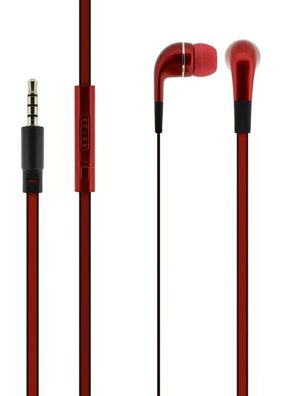 4-OK Kopfhörer Earflat mit Mikro und Lautstärkeregler - rot