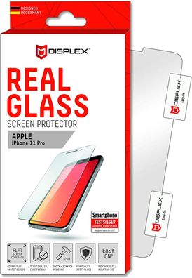 Displex Real Glass 0,33mm Display Schutz Glasfolie + Frame für Apple iPhone 11 Pro/