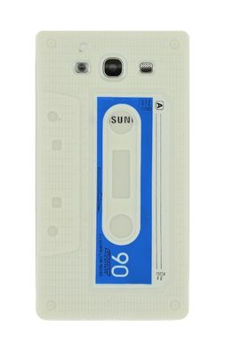 4-OK Silikon Hülle Retro Kassette für Samsung Galaxy S3 i9300 in Weiss