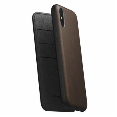 Nomad Folio Leather Rugged Etui für Apple iPhone X / Xs - Rustic Brown (Braun)