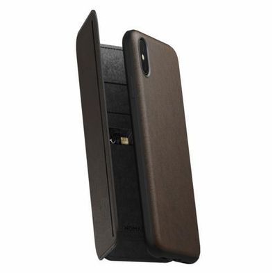 Nomad Tri-Folio Leather Rugged für Apple iPhone Xs Max - Rustic Brown (Braun)