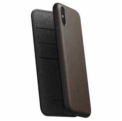 Nomad Folio Leather Rugged Etui für Apple iPhone Xs Max - Rustic Brown (Braun)