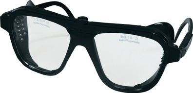 Schutzbrille EN 166 Bügel schwarz, Scheibe klar Nylon, Glas