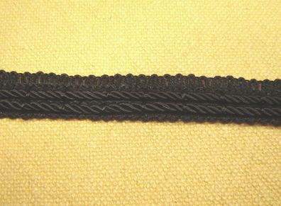Borte Trachtenborte m Seidenkordel Hutband schwarz 1,4 cm breit je 1 Meter