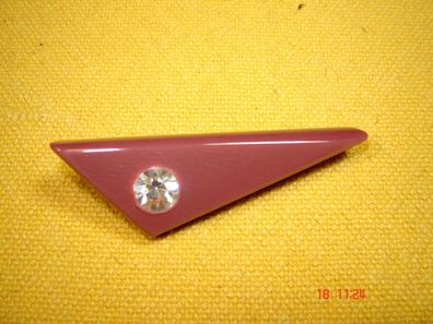 schöne Vintage Brosche rose dreieckig Stein Anstecknadel Kunststoff Vintage 60/70erZp