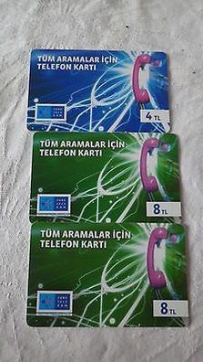 Telefonkarte gebraucht leer Türkei Turk Telcom 8 + 8 + 4 TL W226