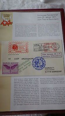 Brief Briefmarken Ersttagsbrief Sonderbrief Schweiz 1971 Thema Raumfahrt W211