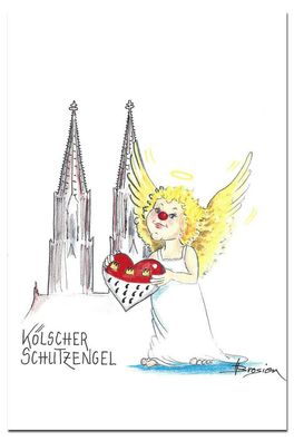Grußkarte Kölner Schutzengel Dom Postkarte Glücksengelchen Köln Klappkarte