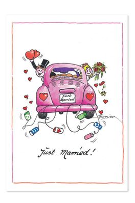 Hochzeitskarte Just Married Engel im Auto Karte Grußkarte Postkarte Klappkarte