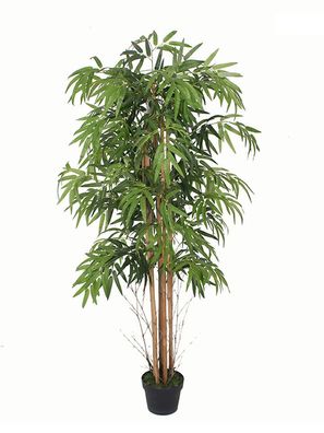 XL Kunstpflanze Bambus im Blumentopf - 150 cm - Deko Pflanze im schwarzen Topf
