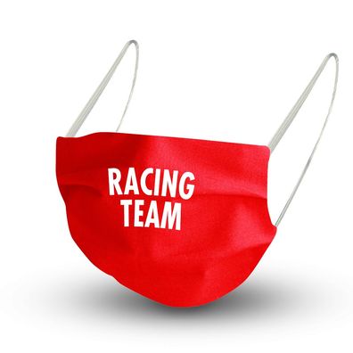 Baumwollmaske in ROT mit zertifiziertem Innenvlies - Print - RACING TEAM - 15795 + Gr