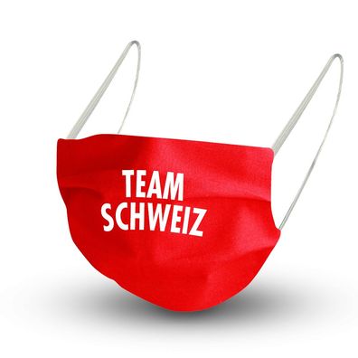 Baumwollmaske in ROT mit zertifiziertem Innenvlies - TEAM Schweiz - 15783 + Gratiszug