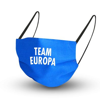 Baumwollmaske in Royalblau mit zertifiziertem Innenvlies - TEAM EUROPA - 15786 + Grat