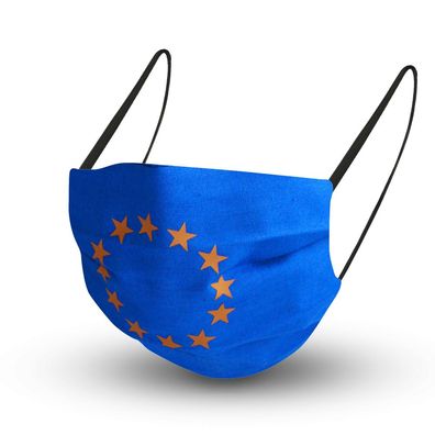 Baumwollmaske in Royalblau mit zertifiziertem Innenvlies - Europa - 15525 + Gratiszug
