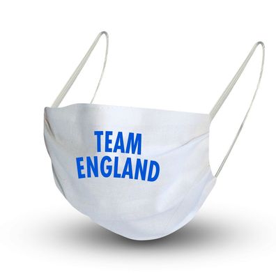 Baumwollmaske in WEISS mit zertifiziertem Innenvlies - TEAM England - 15697 + Gratisz