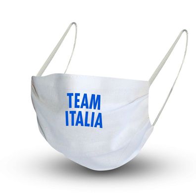 Baumwollmaske in WEISS mit zertifiziertem Innenvlies - TEAM ITALIA - 15699 + Gratiszu
