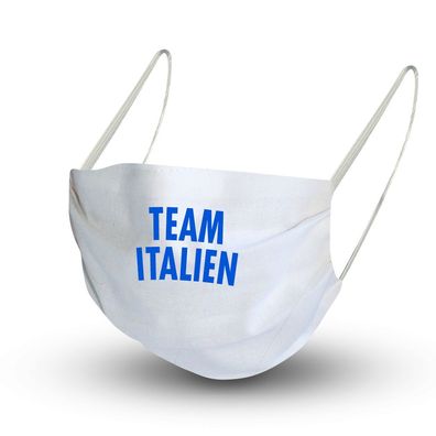 Baumwollmaske in WEISS mit zertifiziertem Innenvlies - TEAM Italien - 15698 + Gratisz