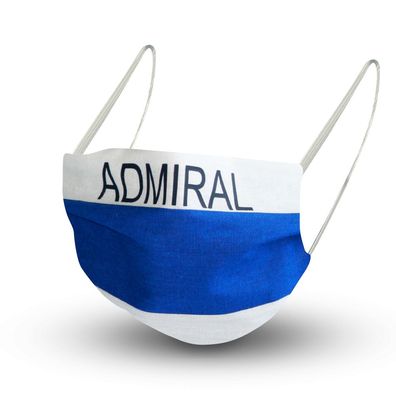 Baumwollmaske mit zertifiziertem Innenvlies - Blau-Weiß mit Print Admiral - 15843 +