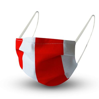 Baumwollmaske mit zertifiziertem Innenvlies - Rot-Weiß senkrecht - 15463 + Gratiszug