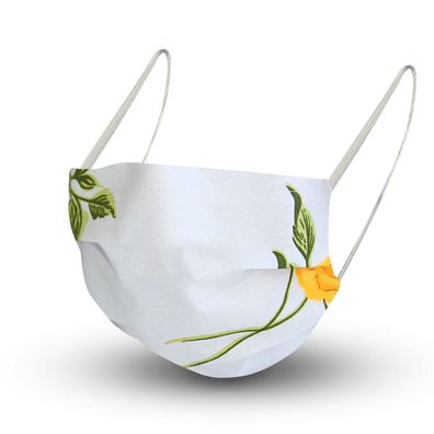 Design Maske aus Baumwolle mit zertifiziertem Innenvlies - Blume Gelb Floral Blüten