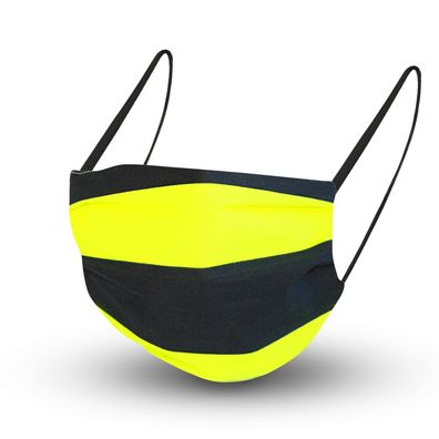 Design Maske aus Baumwolle mit zertifiziertem Innenvlies - Gelb-Schwarz gestreift - 1