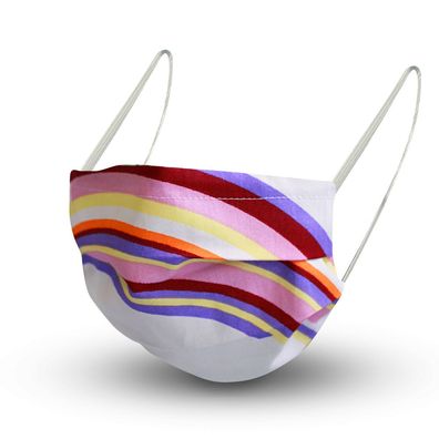 Design Maske aus Baumwolle mit zertifiziertem Innenvlies - Regenbogen - 15480 + Grati